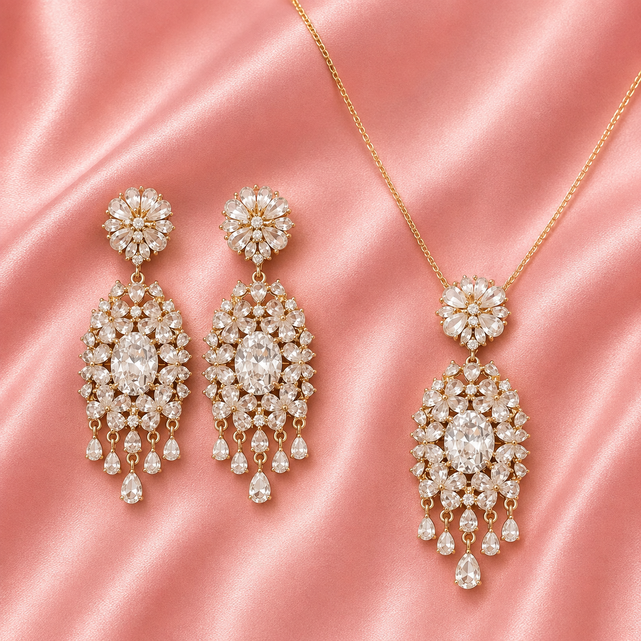 Béau Diamond Set (Necklace and Earrings)