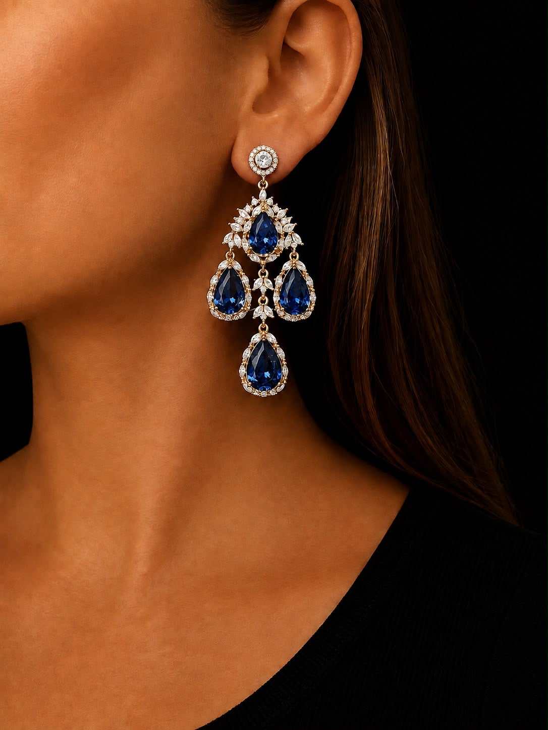 Graff Inspired Diamond Chandelier Set (Necklace and Earrings)