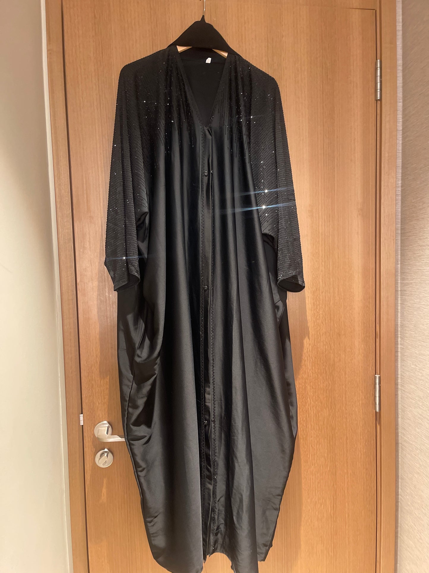 Glitter Black abaya 2pcs batwing