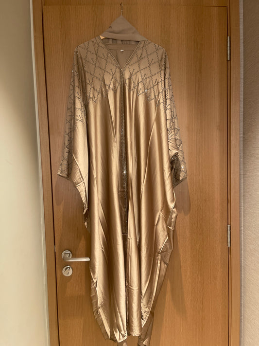 Gold glitter abaya 2pcs batwing
