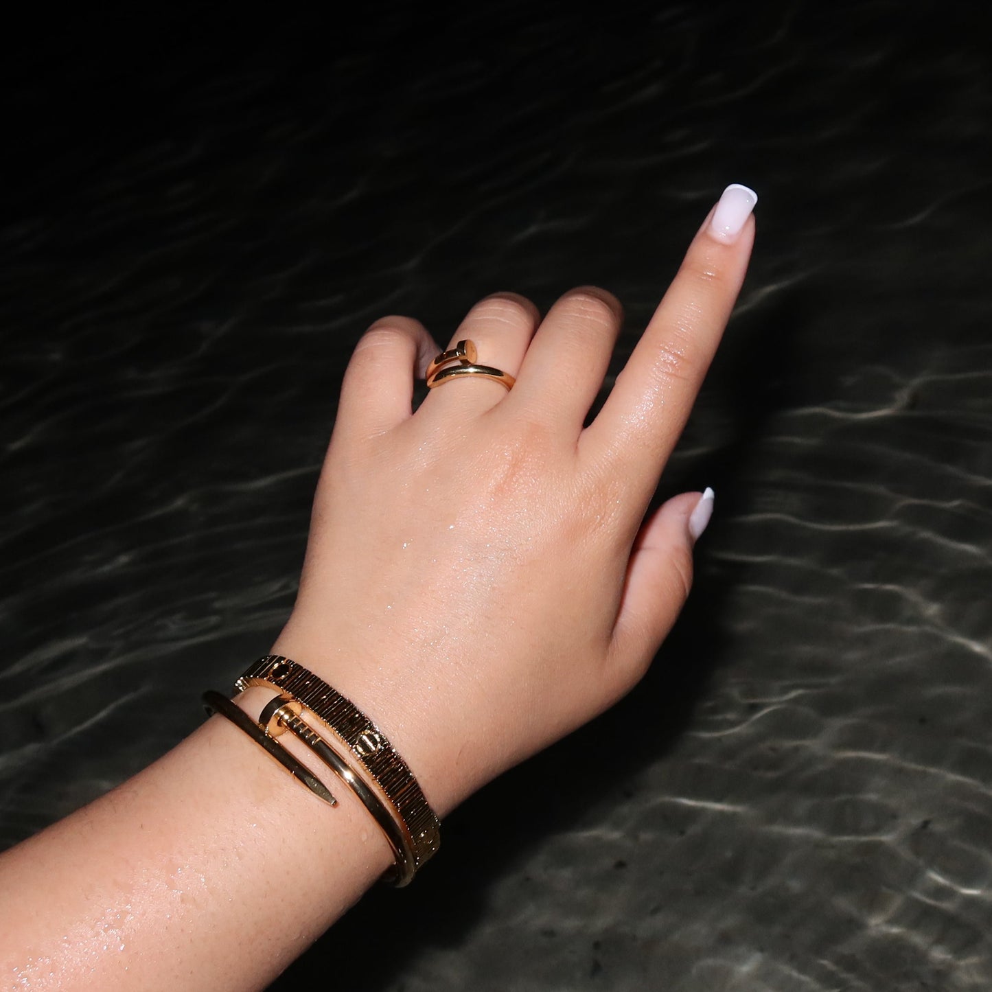 Pre-Order: Nail Bangle and Ring Set Gold