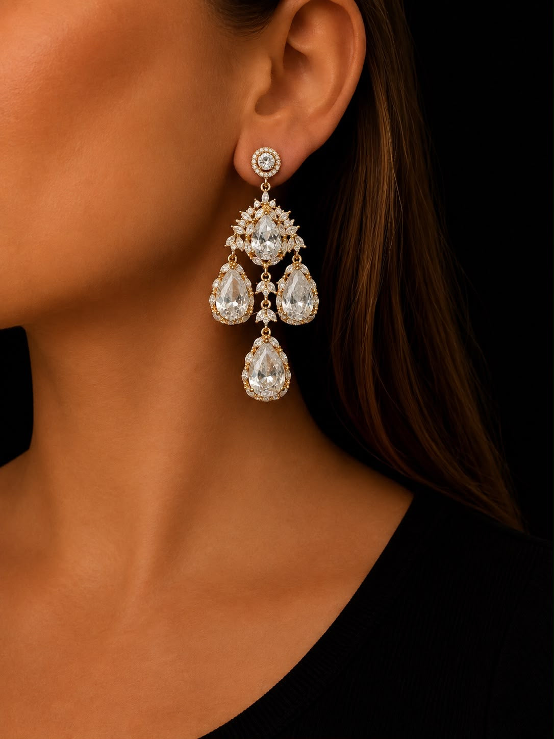 Graff Inspired Diamond Chandelier Set (Necklace and Earrings)