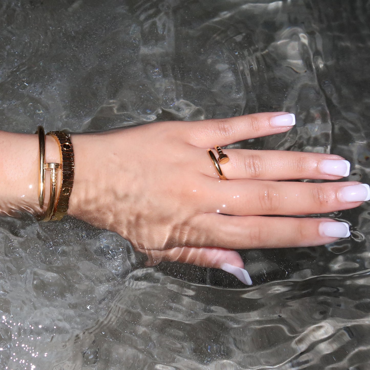 Pre-Order: Nail Bangle and Ring Set Gold