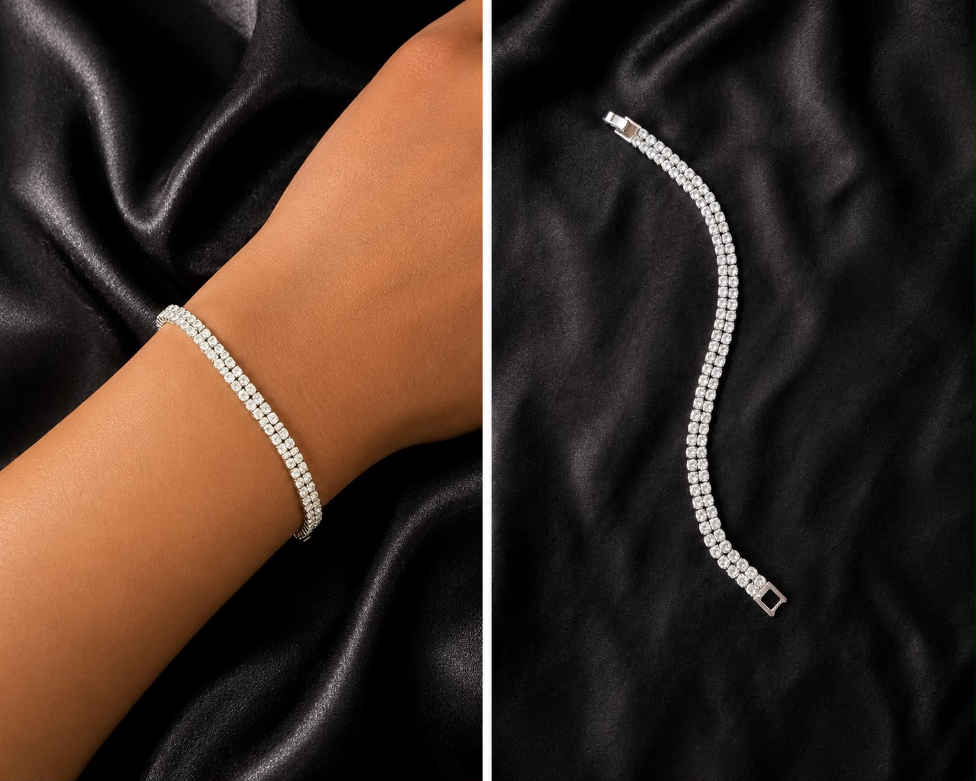 Double Tennis Rhodium Bracelet
