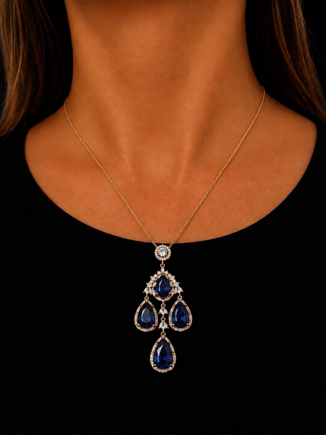 Graff Inspired Diamond Chandelier Set (Necklace and Earrings)