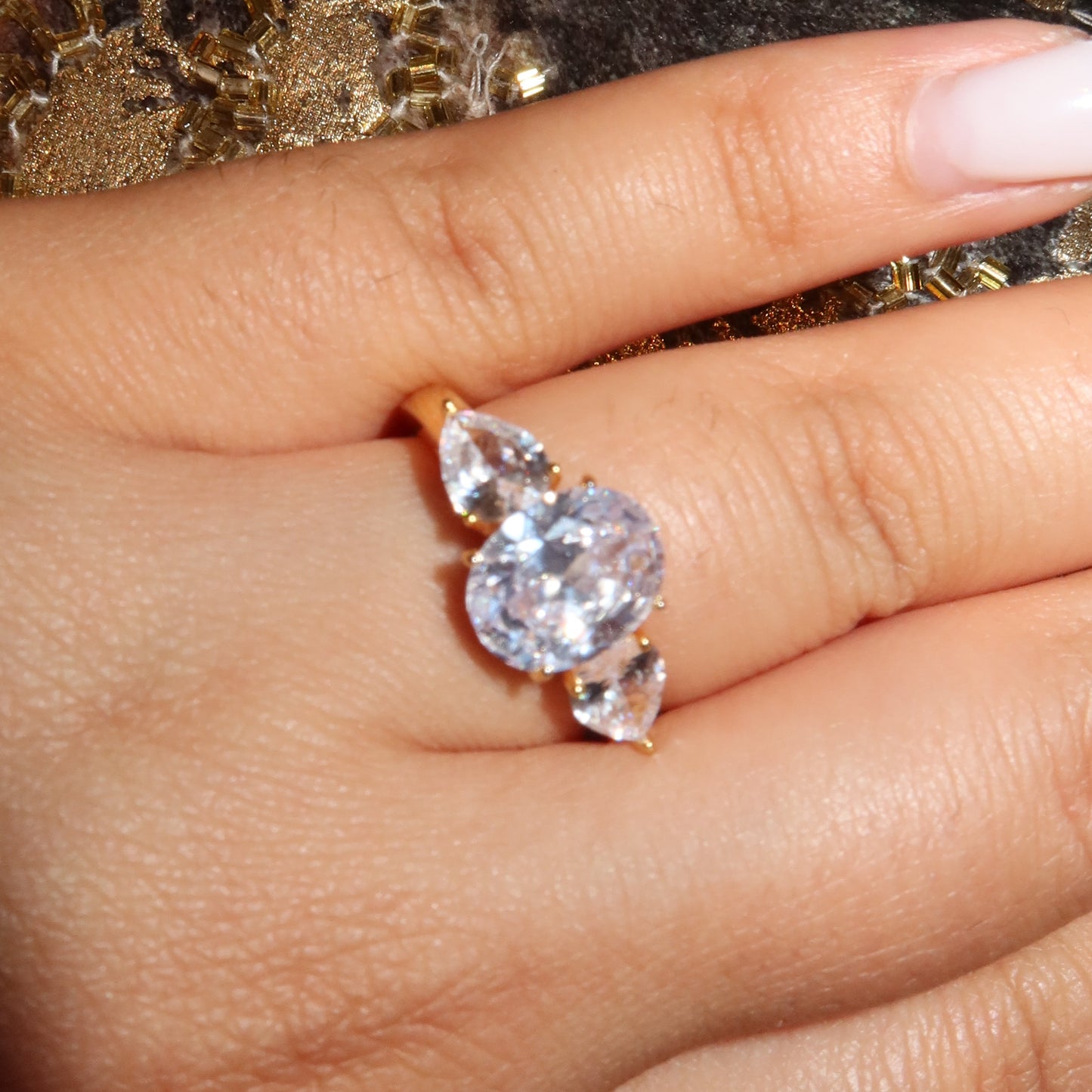 Trilogy Diamond Ring with Gold Band