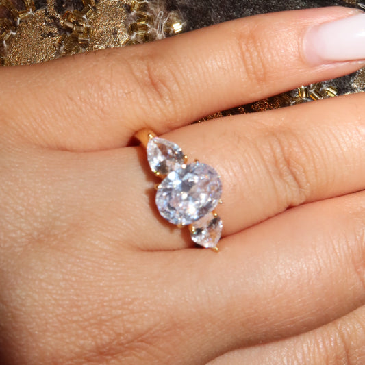 Trilogy Diamond Ring with Gold Band