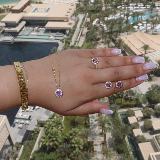 Pre-Order: Pink Full Set (Necklace, Earrings, Adjustable Ring)