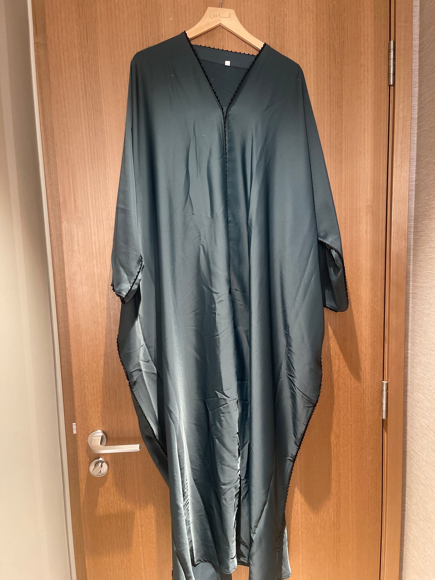 Green with black lining 2pcs abaya