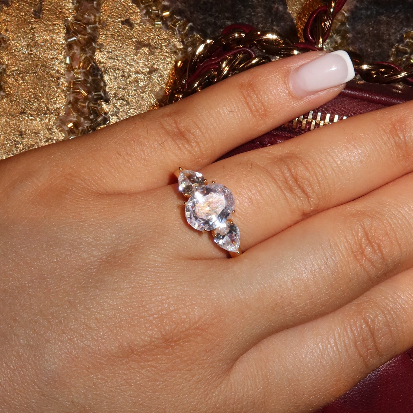 Trilogy Diamond Ring with Gold Band