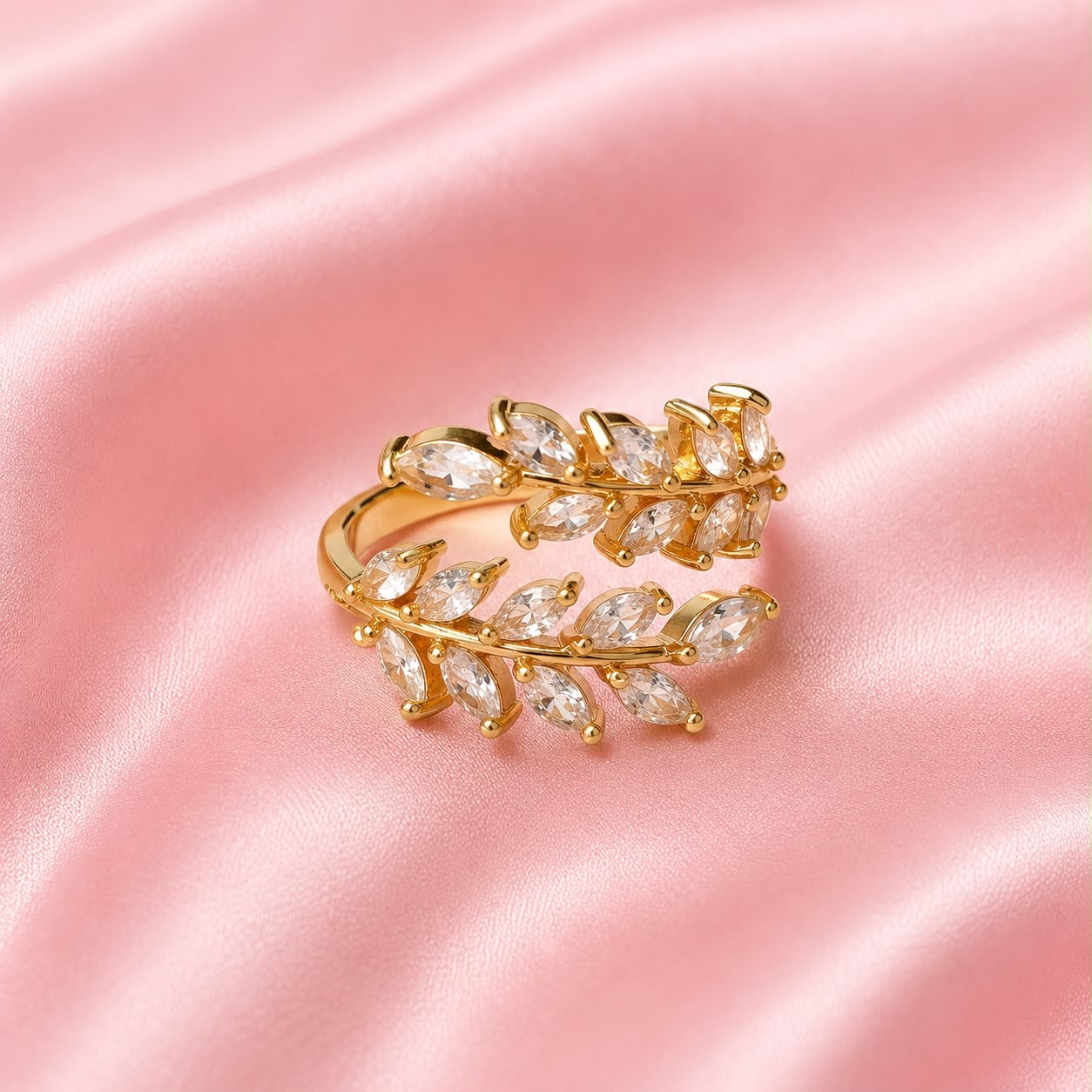 Diamond Leaf Ring Adjustable
