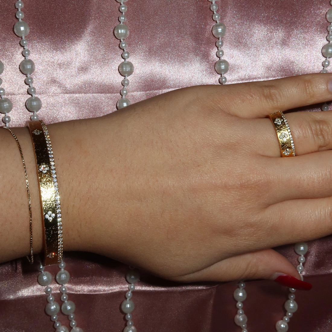 VCA Matte Bangle and Adjustable Ring Set