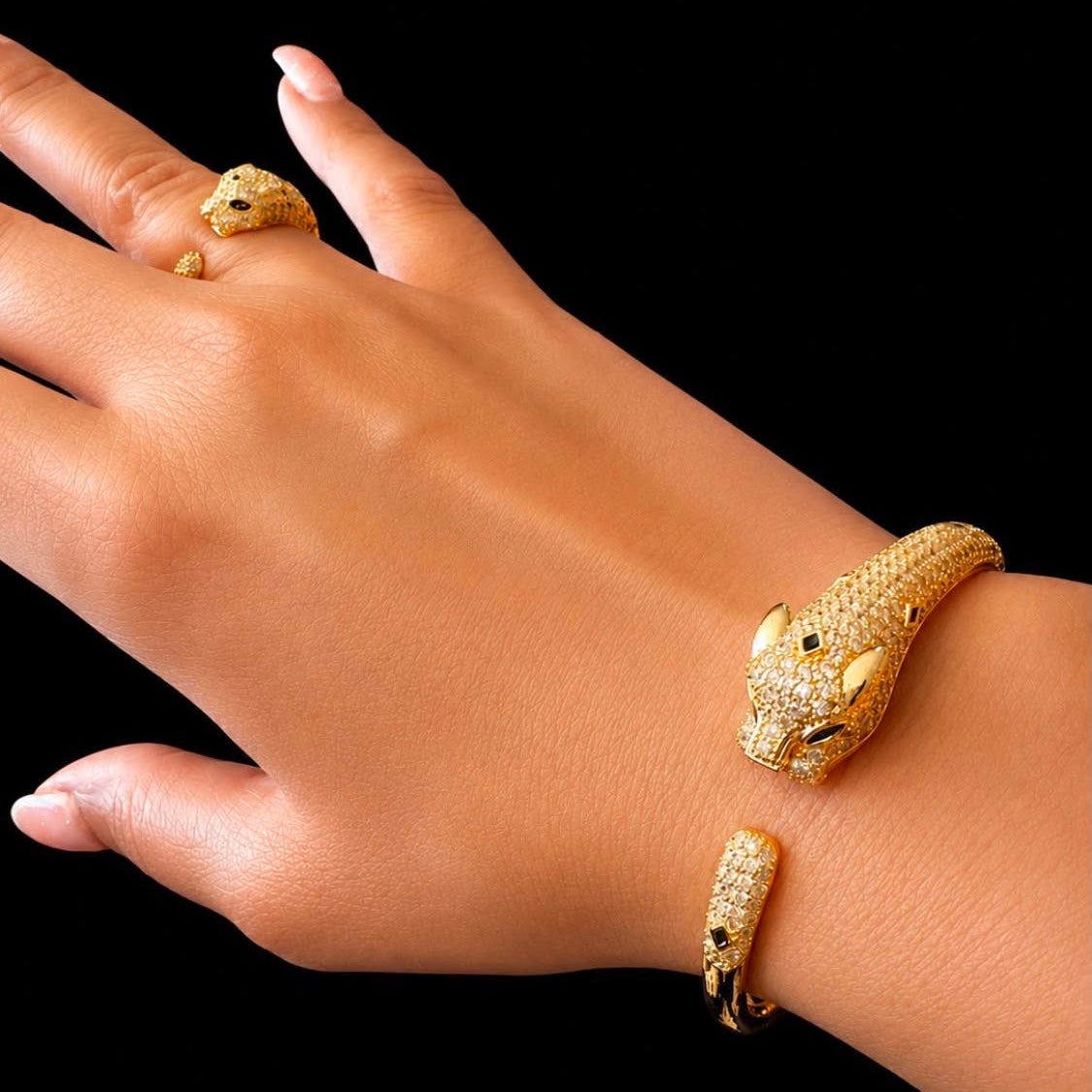 Panther Click Bangle and Ring Set