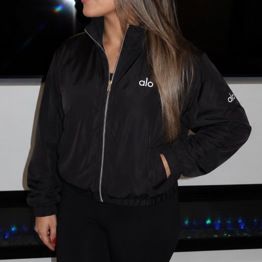 Black Zip Windbreaker Jacket