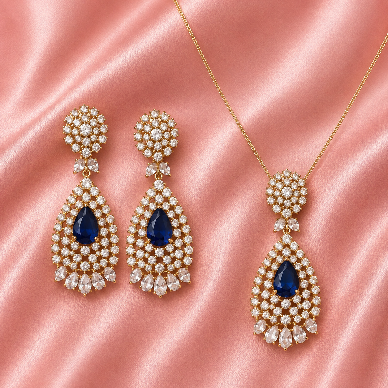 Atlantis Sapphire Set (Necklace and Earrings)