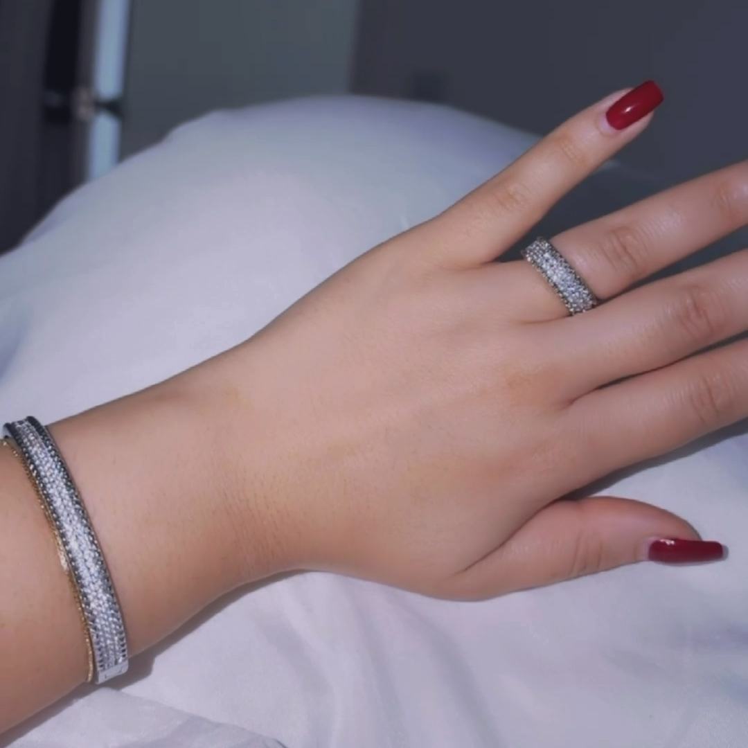 Adore Silver Bangle and Adjustable Ring Set
